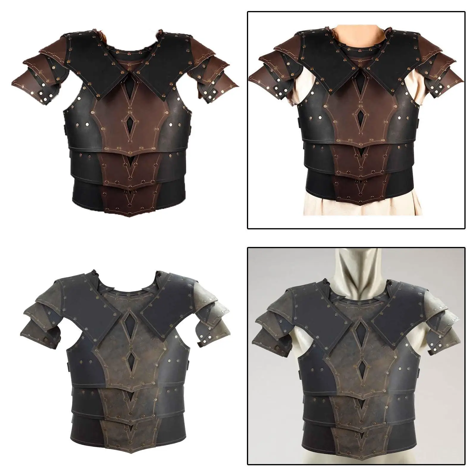 Medieval Chest Armor Decorative Steampunk Chest Shoulder Harness Medieval Guards for Role Play Cosplay Party Adults Fancy Dress