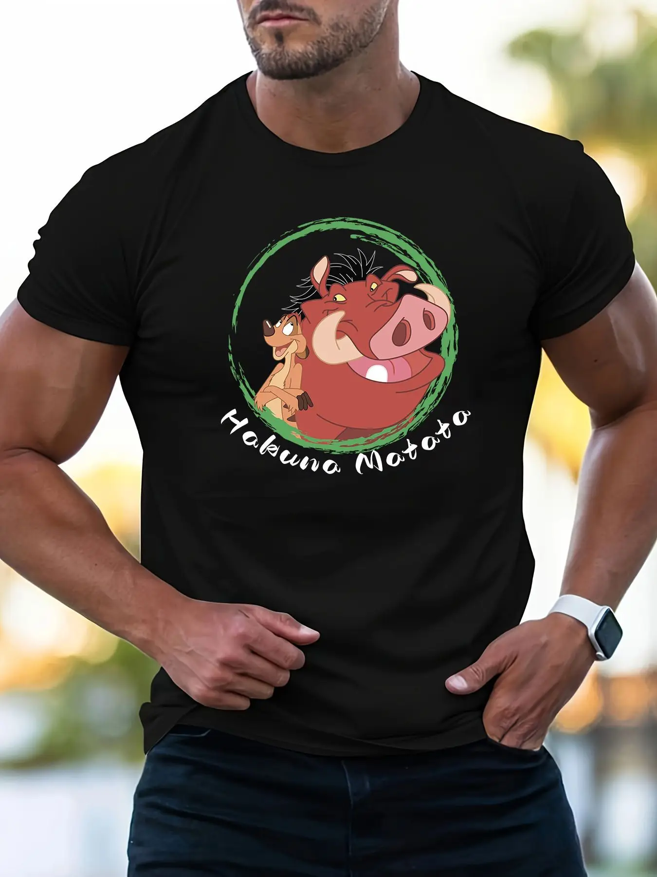 Timon And Pumbaa Friendship T Shirts Cute Vintage Cotton Short Sleeve Harajuku Men Women Streetwear Versatile Casual Unisex Tops