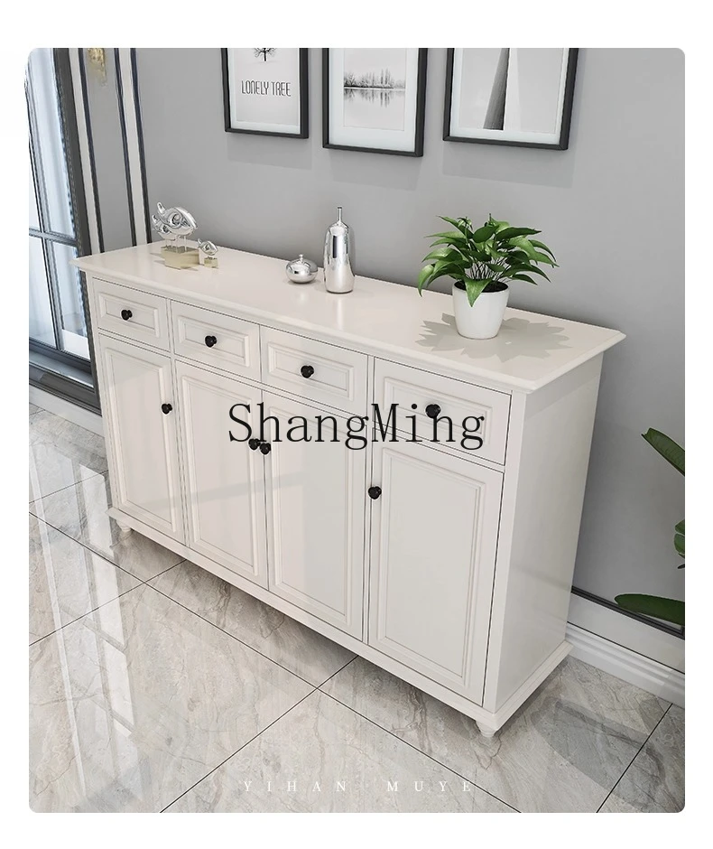 CL Wood Modern Minimalist Solid Wood Storage Cabinet Three-Door Entryway With Storage Drawers