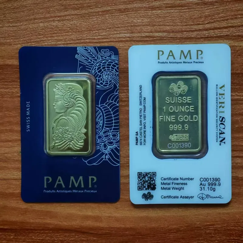 1 ~ 10 stks Credit Suisse 1 oz Gold Bar Goud Bullion Replica Niet-magnetische 24 k Vergulde Gouden Bullion Bar Munten Collectible