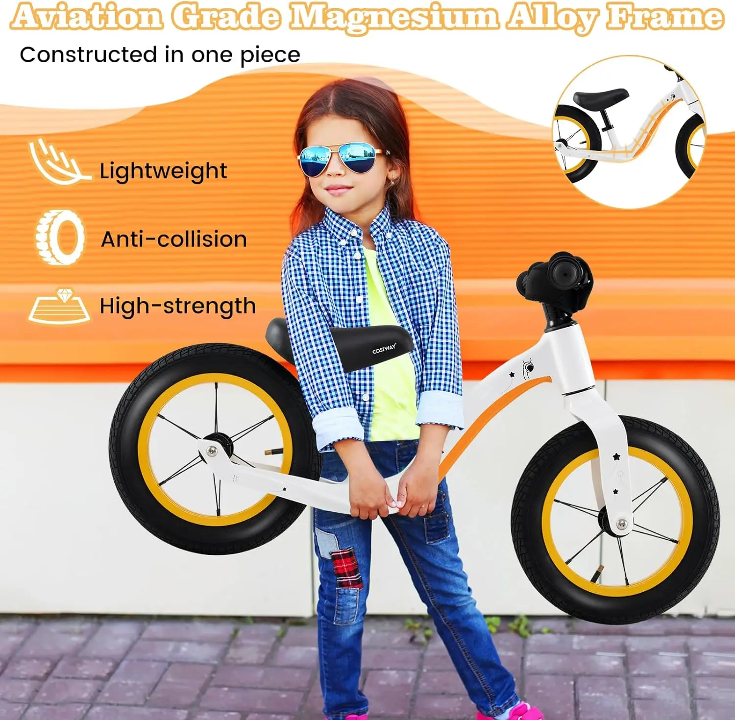 دراجة توازن للأطفال بمقعد مبطن قابل للتعديل ، دراجة دفع للأطفال خالية من الأدوات ، إطار سبيكة مغنزيوم خفيف للغاية ، بدون دواسة ، 12 بوصة