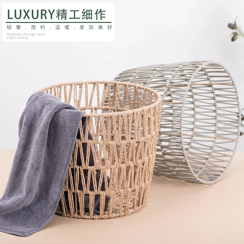 

Скандинавская тканая корзина для белья, корзина для сортировки одежды для ванной комнаты, корзина для домашних игрушек, дышащая подкладка без ткани, многоразовая