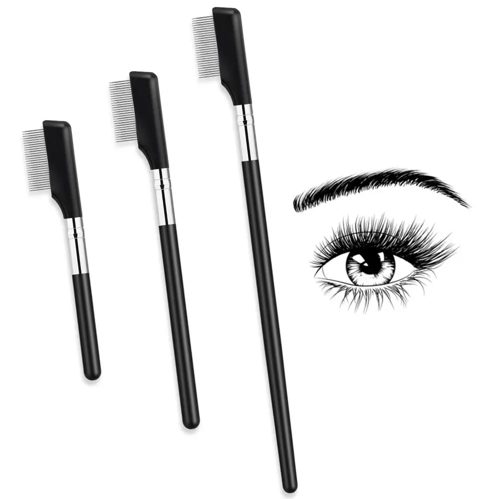 Peigne à cils en métal réutilisable pour le marié et les cils séparés, brosse à cils, outil de maquillage pour les yeux avec dents en métal argenté