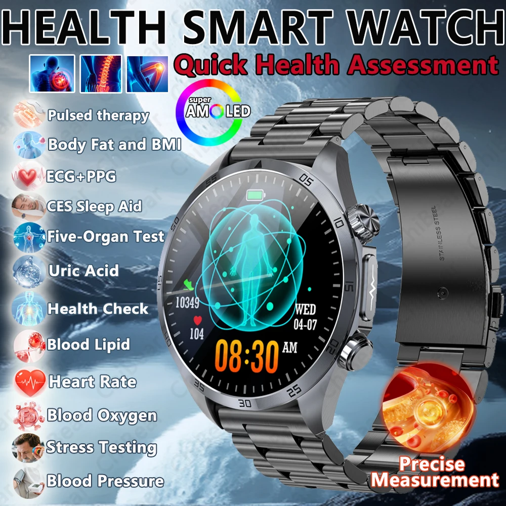 

2026New Five Organ Monitoring SmartWatch CES Sleep Aid ECG Measurement Stress Test Blood Lipids Bluetooth Call Smart Watch Men