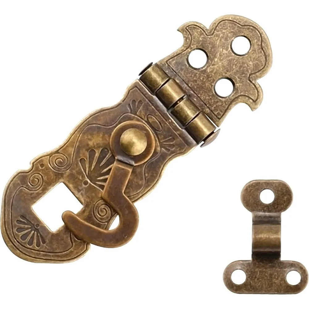 5Sets Iron Box Latch Hasp Antique Bronze Lock Clasps Latch Hook Hasp for Wooden Box Crafting Case Jewelry Chest Furniture