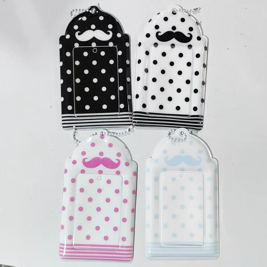 Transparent Card Holder Waterproof Id Card Holder Bead Chain Card Holder Mustache For Personal Photo Backpack Charm
