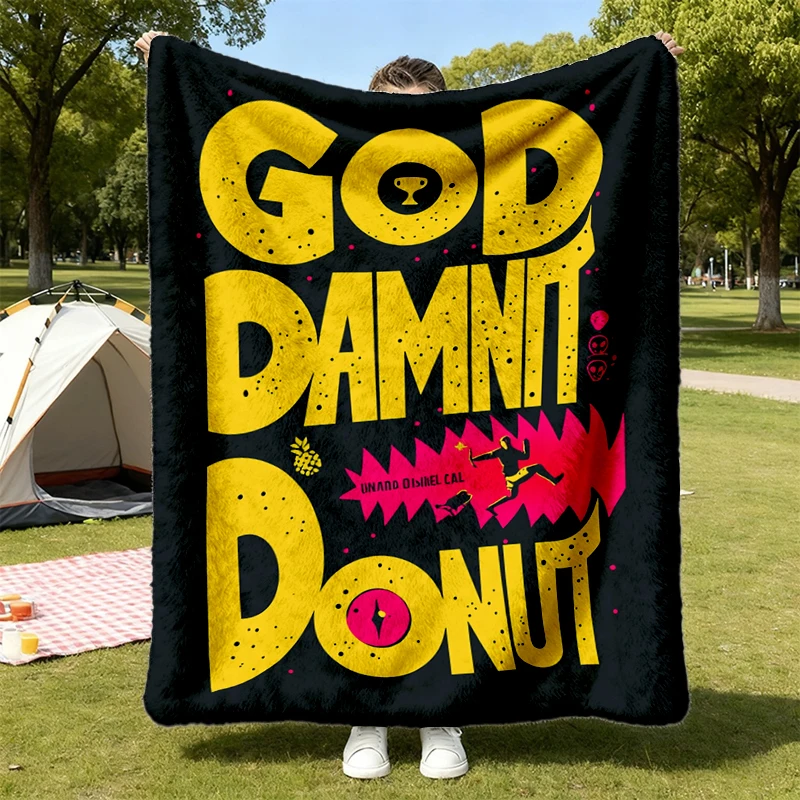 Dungeon Crawler Carl Vintage Flannel Throw, Goddamnit Donut Warm Blanket: Sci-Fi Book Lover Cozy Blanket