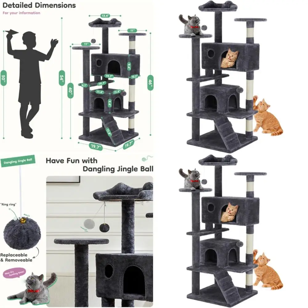 

Indoor Cat Playground: 2-Level Climbing Tree with Scratching Post and Condos
