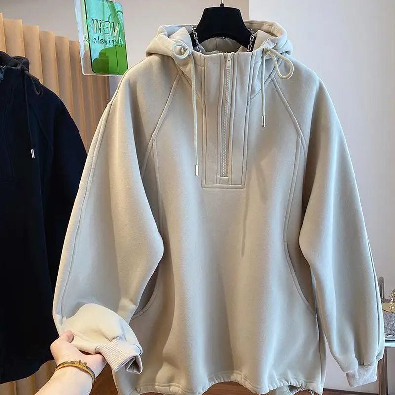 

Мужская толстовка оверсайз с капюшоном, повседневная, утепленная, осенне-зимняя, больших размеров, 300 Pou, винтажная, модная, брендовая