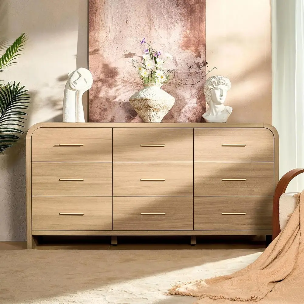 Curved 9-Der Drer or Bedroom, 63" Wide ern Chest o Ders, Vanity Desk TV Stand or Living Room, Closet Storage Ders Organizer urni view 6