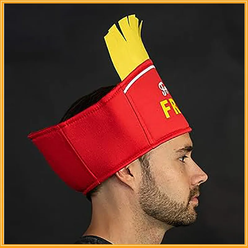 Chapeau unisexe pour hommes et adultes, pour fête d'halloween, carnaval, restauration rapide amusante, casquette pour frites, accessoire de Costume
