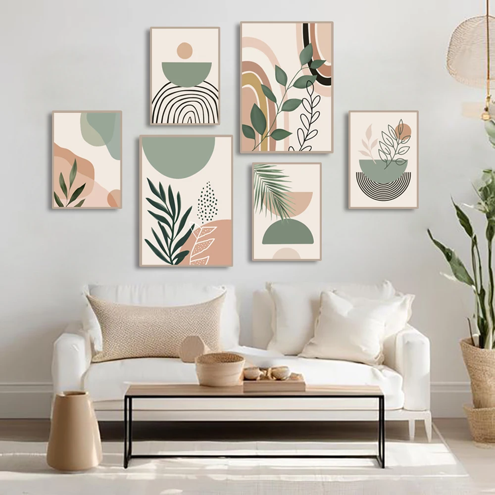 

Leaves Sun Rainbow Mountain Geometry Abstract Boho Wall Art Canvas Painting Posters And Print Wall Pictures Living Room Decor