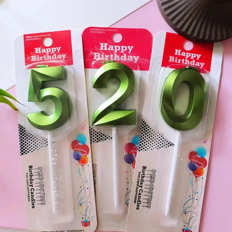 Grüne digitale Geburtstagskerzen für Kinder von 0–9 Jahren, Zahlen-Kuchendekoration, kreative DIY-Kerzen für Jungen und Mädchen, Partyzubehör – Detail 2