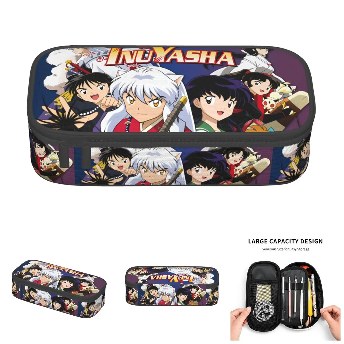 Estuches de Lápices Kawaii de Inuyasha, Miroku, Sango, Shippo, Kirara, Kagome Higurashi, Sesshoumaru, Kikyo, Accesorios Escolares