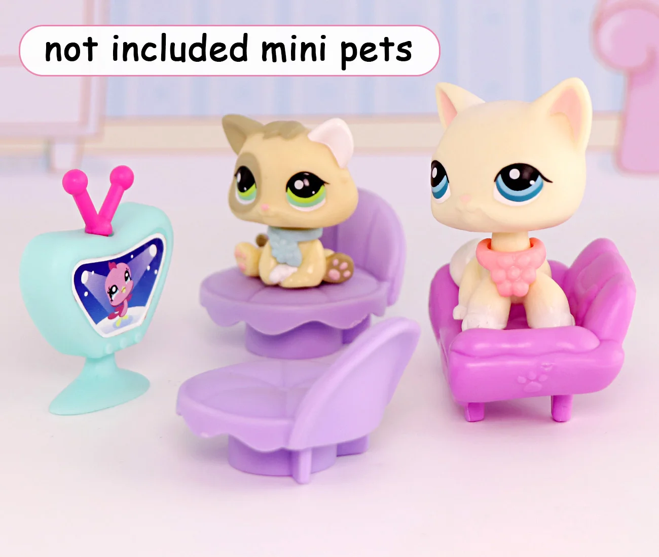 

Mini LPS Shop Lovely Animal Ornament Accessories TV Sofa and Chair (Excluding toys) Paired with Collie Great Dane Shorthair Cat