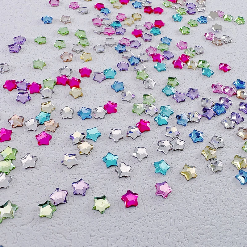 50 Stück Sternförmige 4/6MM Glitzernde Flache Acryl-Kristalle Mini Nagelkunst-Strass Farbige 3D DIY Maniküre-Dekorationen Diamanten – Detail 8