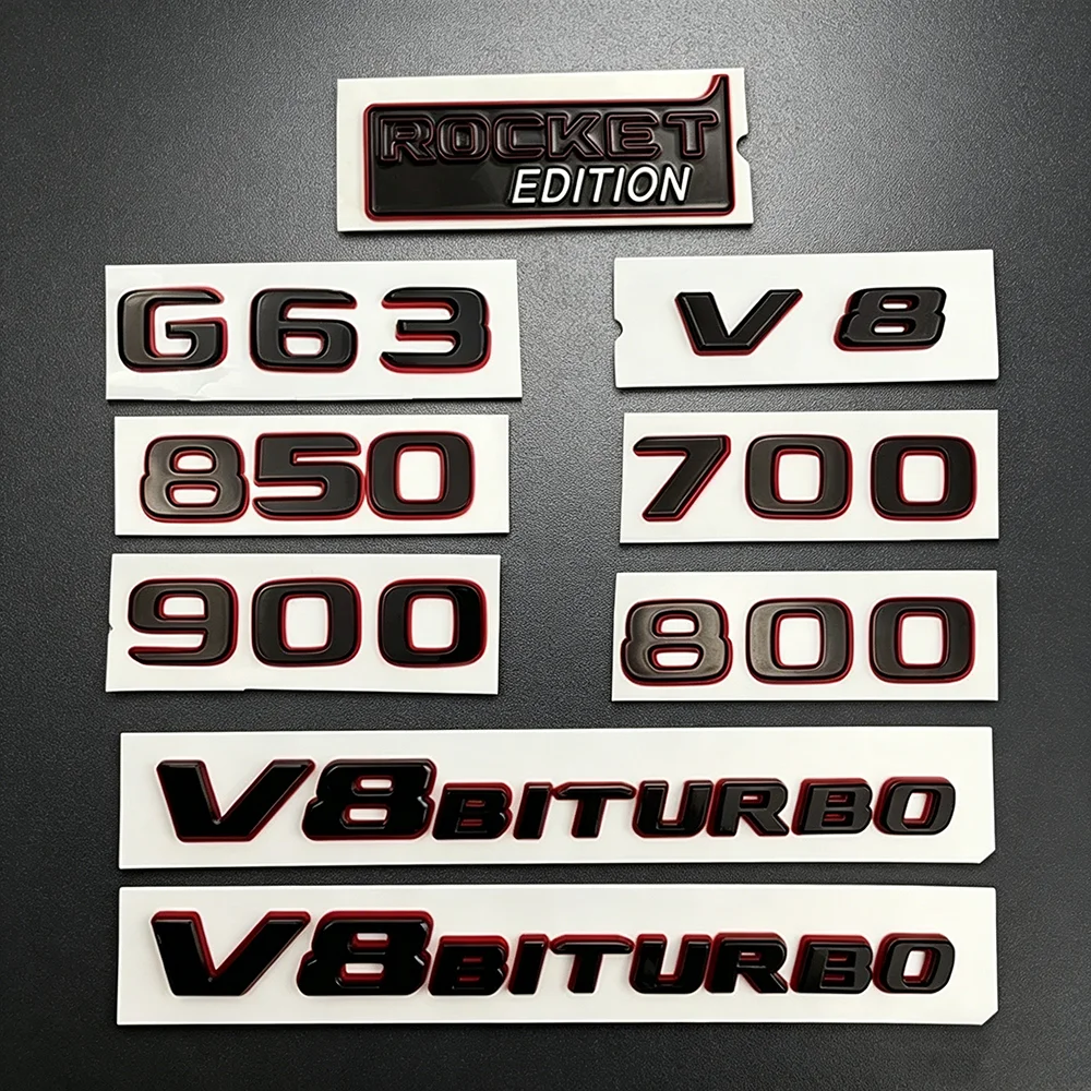 ABS Car Body Side Sticker Rear Emblem Decals for Mercedes Benz V8 700 800 850 900 ROCKET EDITION V8 BITURBO G63 Accessories