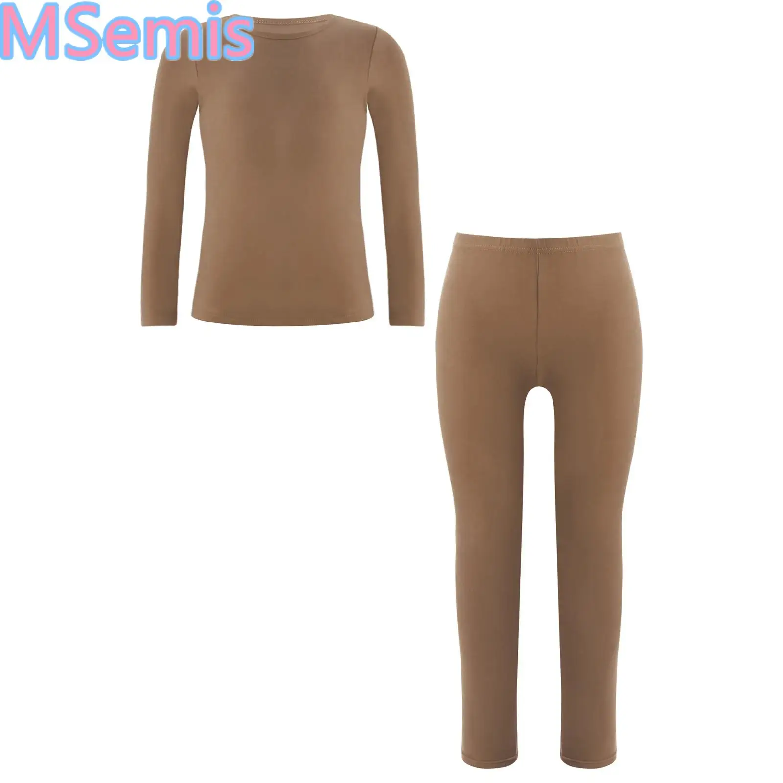 

Kids Girls Boys Thermal Long Johns Set Unisex Children Solid Color Sleepwear Nightwear Round Neck Long Sleeve Tops with Pants