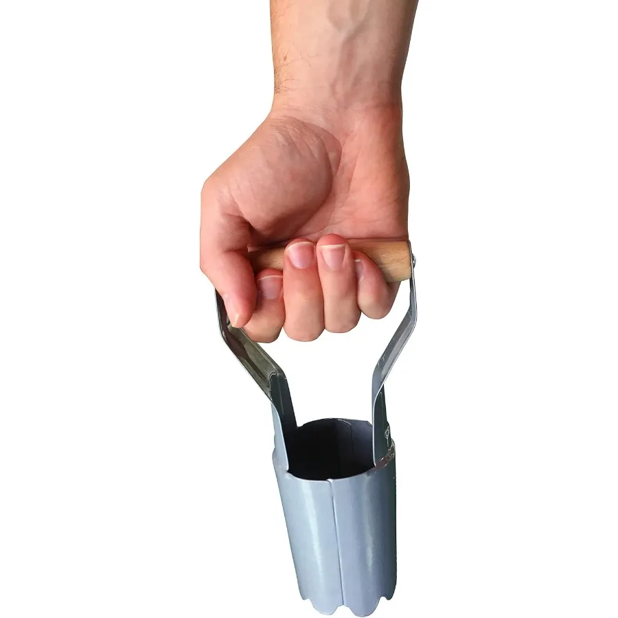 Garden guru ferramenta de plantador de lâmpada de aço para plantio de lâmpadas de aço de alto carbono confortável madeira esculpida lidar com marcador de profundidade para consis