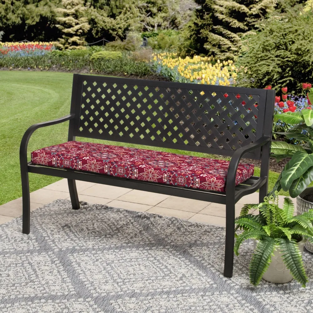 

Better Homes & Gardens 17" x 46" Red Medallionl Rectangle Outdoor Bench Cushion, 1 Piece