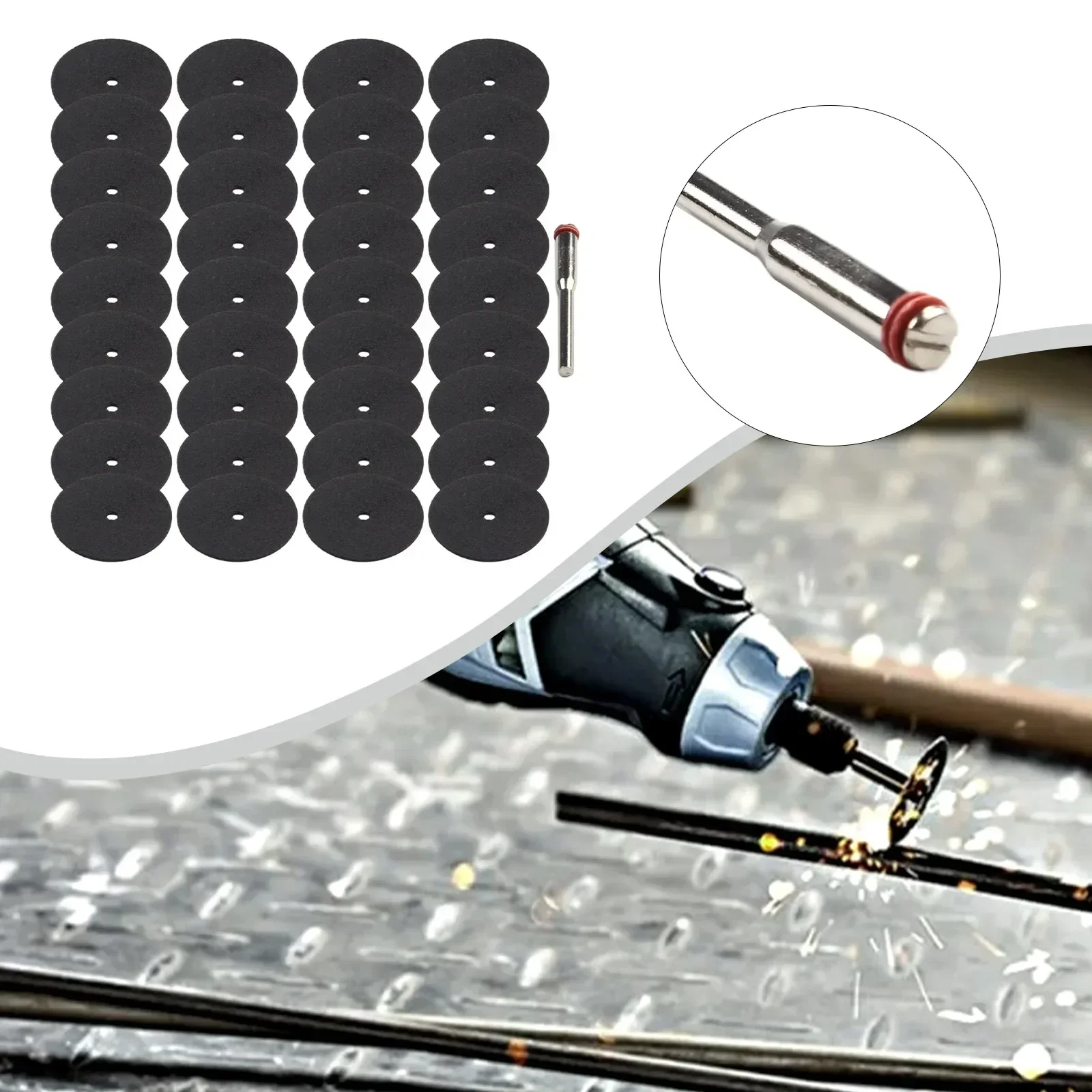36-Piece Nickel Plated Steel Resin Cutting Discs Set With Connecting Rod For 3mm Mandrel Rotating Tools Power Tool Accessory