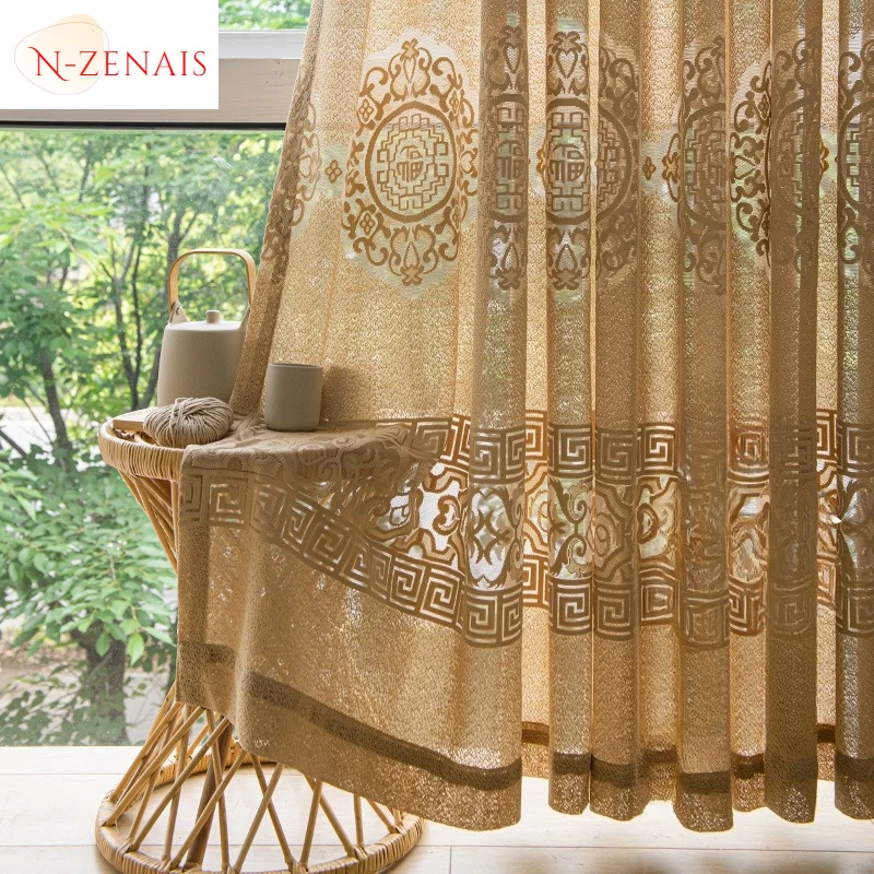 

Custom Size！！Modern Fashion Jacquard Translucent Classical Simple European Curtains for Living Dining Room Bedroom Study Decor