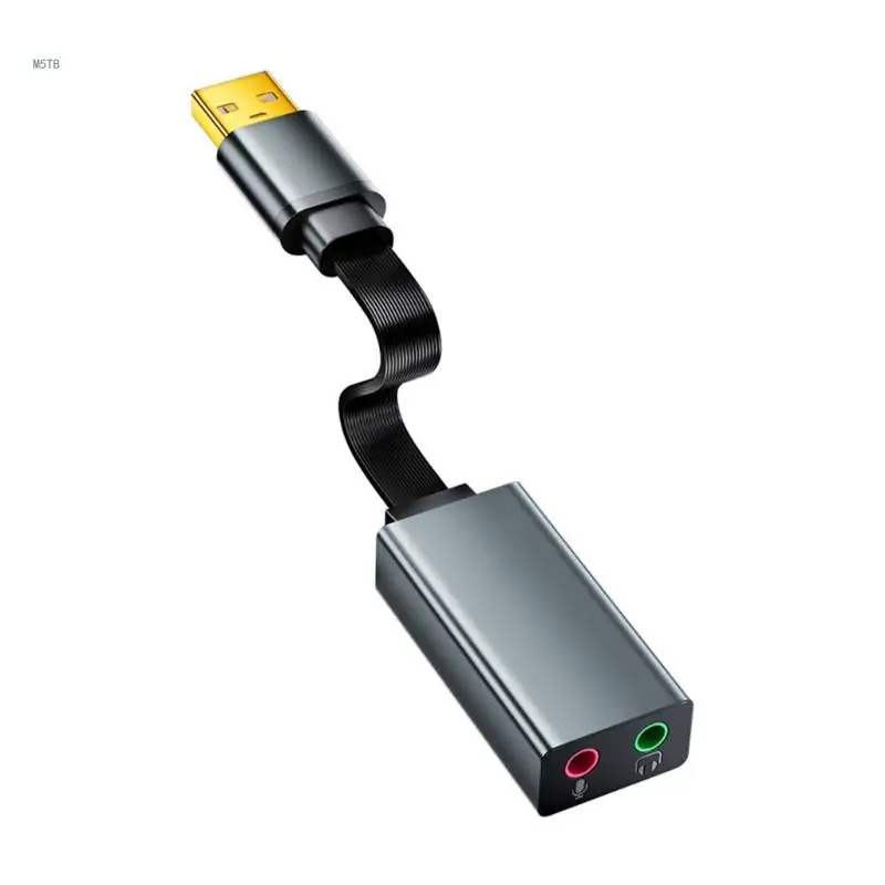 USB Auditory Adapter Sound Card, 3.5mm Headphone and Microphone Connection Dropship