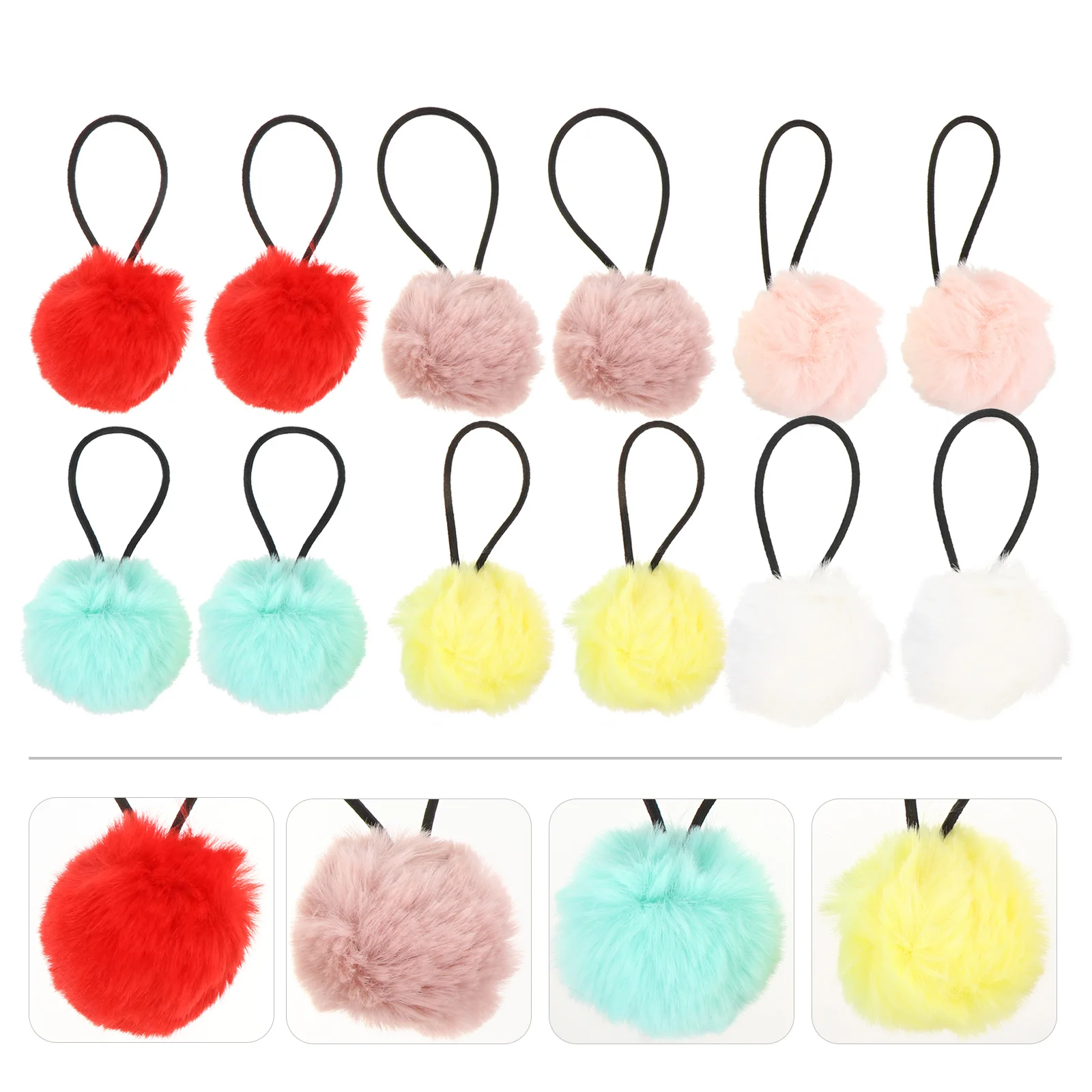 

12 Pcs Hair Rope Elastic Ties Ball Ponytail Kids Ropes Girl Ring Ribbons Hair Care Styling Accessories
