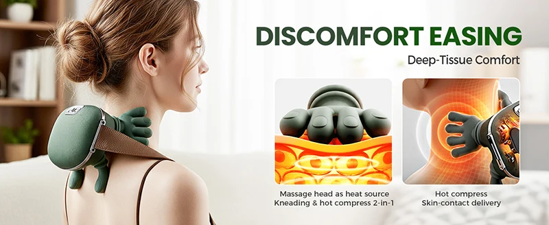 Bionic Finger Neck Shoulder Massager Wireless Neck Cervical Trapezius 4D Kneading Body Back Hand Massage Shawl Brushless Motor