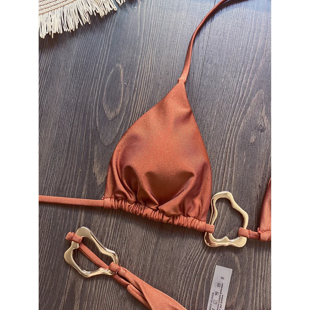 Glänzender Metallring Neckholder Mini-Tanga-Bikini Damen-Badeanzug Zweiteiliges Bikini-Set Badebekleidung Badeanzug Schwimmanzug V6438 – Detail 26