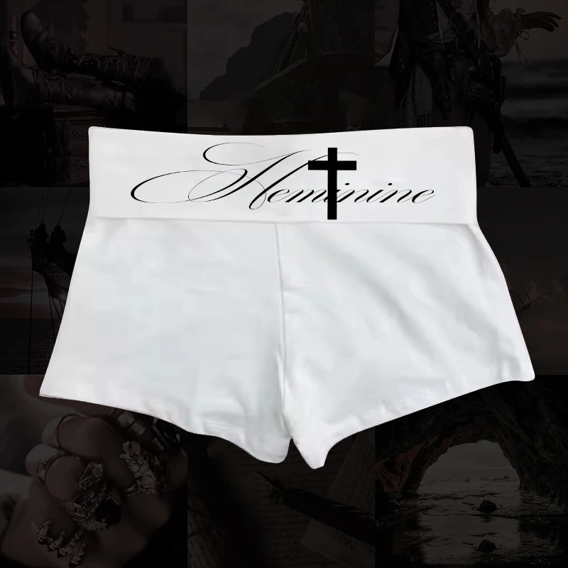 

Весенне-летние новые женские шорты Y2K с белым английским буквенным принтом, простые и универсальные для повседневного использования.