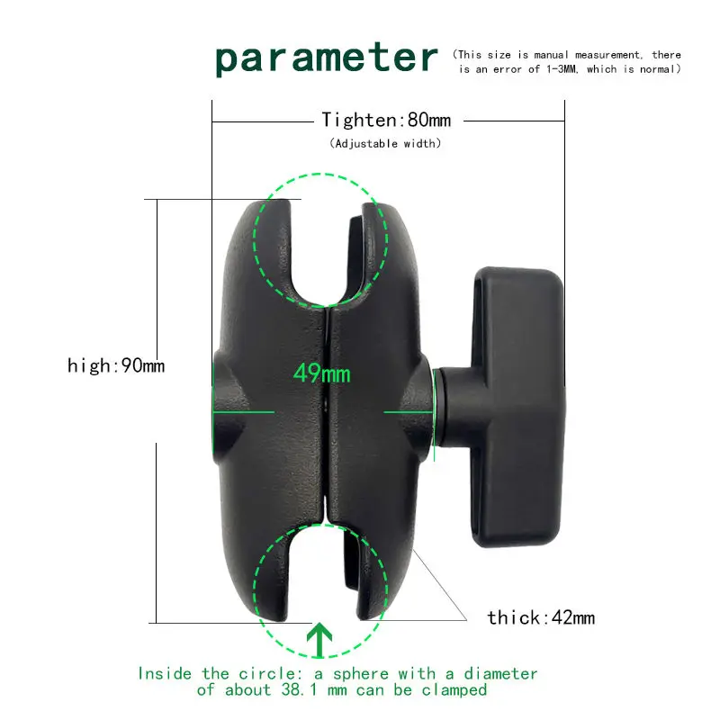 Tugas Berat 9Cm 14.5Cm 23Cm Aluminium 1.5 Inci Ballhead Mount Soket Ganda Lengan untuk 1.5 Inci Ball Base Mount Sepeda Motor Kamera Lengan