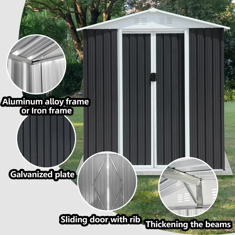Customized Outdoor Garden Storage Room Waterproof Metal Tool Shed Utility House for Tools and Equipment