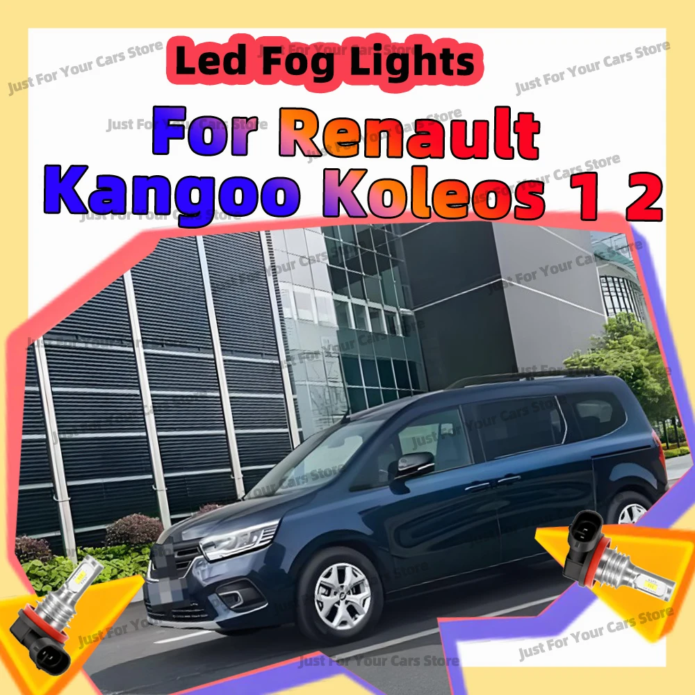 2x para renault kangoo 2008-2014 para renault koleos 1 2 2008-2021 led h8 h11 lâmpadas de nevoeiro 6000k 12v carro lâmpadas drl plug-n-play
