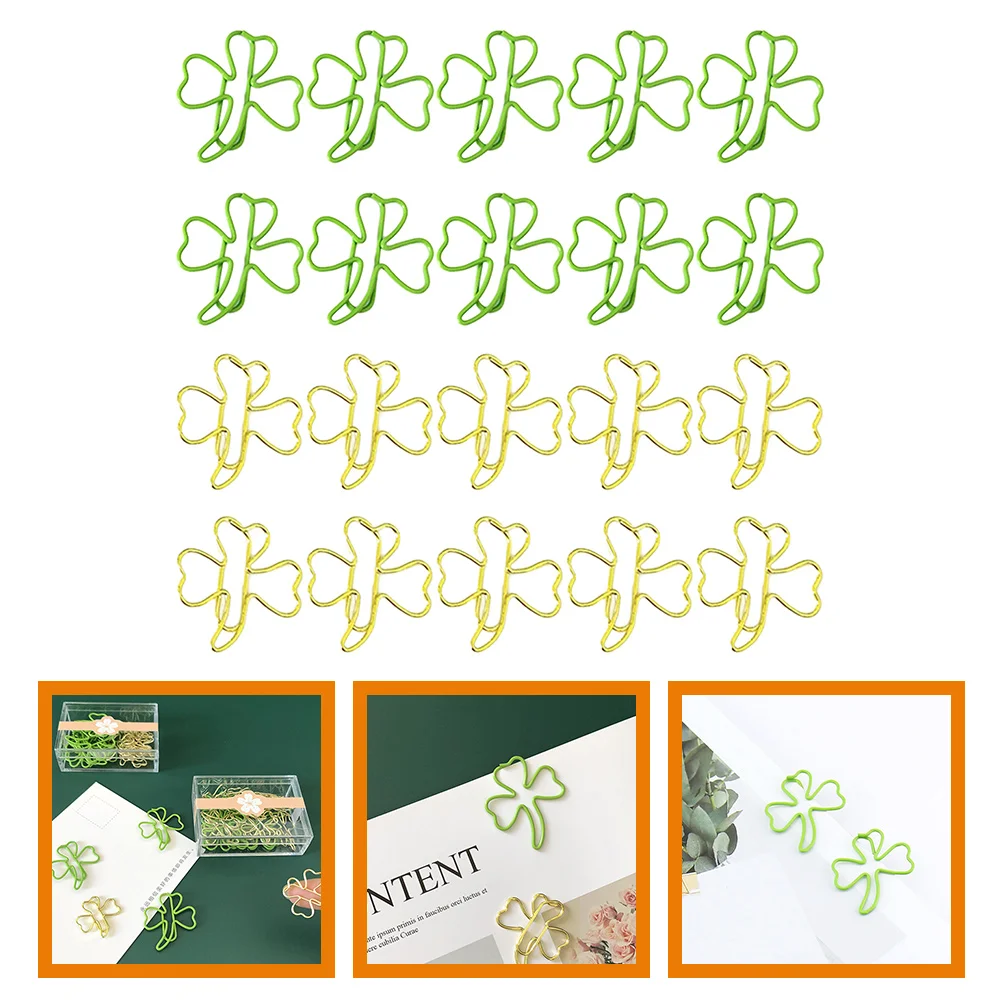 20 Pcs Lucky Paper Clip Student Stationery Bookmark Holder Decorative Paperclips Creative Shaped Fun Metal Document