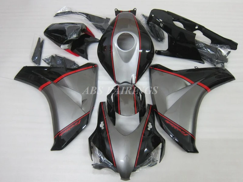 4Gifts New ABS Fairings Kit Fit for HONDA CBR1000RR 2008 2009 2010 2011 08 09 10 11 Bodywork Set Black Gray