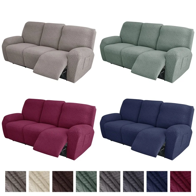 3 Seater Recliner Sofa Cover Jacquard Stretch Reclining Chair Covers Relax Armchair Slipcover for Living Room funda de sillón