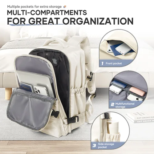 Imagen 2 del producto Mochila de viaje de compresión al vacío para hombre y mujer, mochila para ordenador portátil de 15,6 pulgadas, bolsa de almacenamiento de ropa al vacío, bolsa de cabina Ryanair 40x20x25