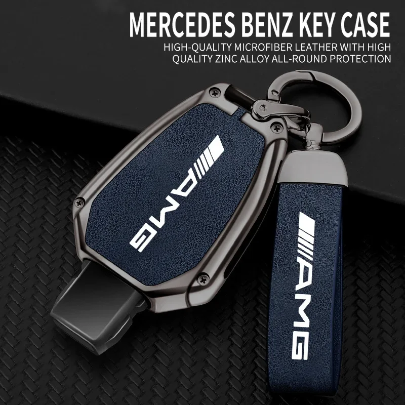 Zinc Alloy Car Flip Key Case Cover For Mercedes Benz A B C S Class AMG GLA CLA GLC W176 W221 W204 W205 Leather Shell Fob Holder