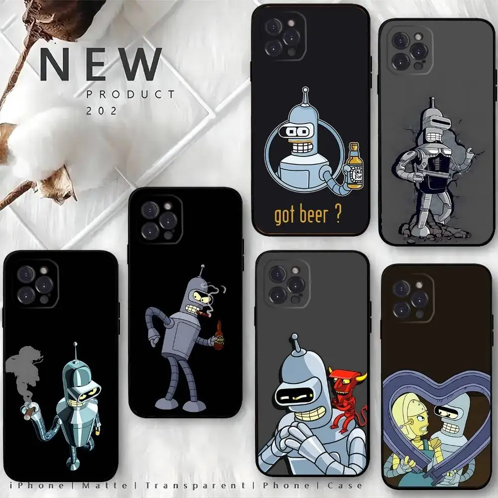 

F-Futurama Funny B-Bender Phone Case For iPhone 17,16,15,14,13,12,Pro,Max,Plus,E,SE4,Air,Mini Black Soft Box