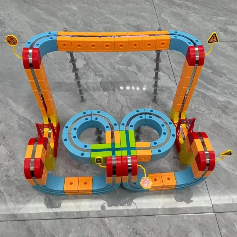 Voiture de piste magnétique 3D pour garçon, Train à grande vitesse, jouet éducatif de bricolage, voiture de Rail Anti-gravité magnétique polyvalente, Interaction Parent-enfant