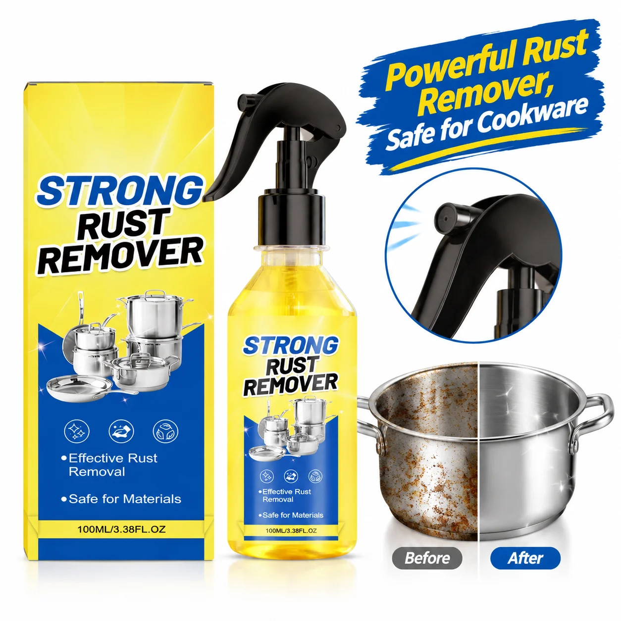 Multi Purpose General Metal Rust Remover Spray Fast Penetrate For Kitchen Tool Door Locks Hardware Household Car Parts Maintence
