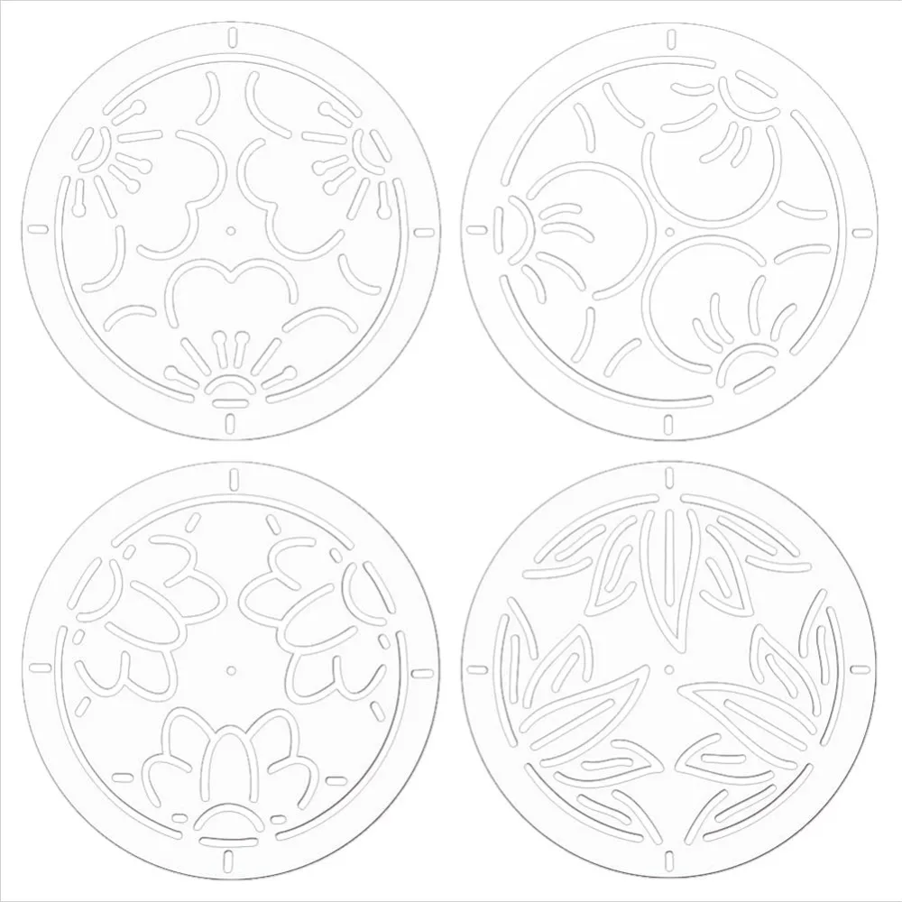 4Pcs Acrylic Sashiko Stencil 4.5inch Flower Acrylic Embroidery Tool Drawing Line Template for Hand Quilting and Embroidery