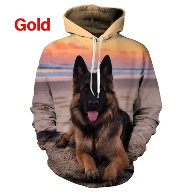 Funny Dog 3D Hoodies Men Women Oversized Casual German Shepherd Hoodie Pullovers Hooded Sweatshirts Tracksuits Coat Kid Clothing