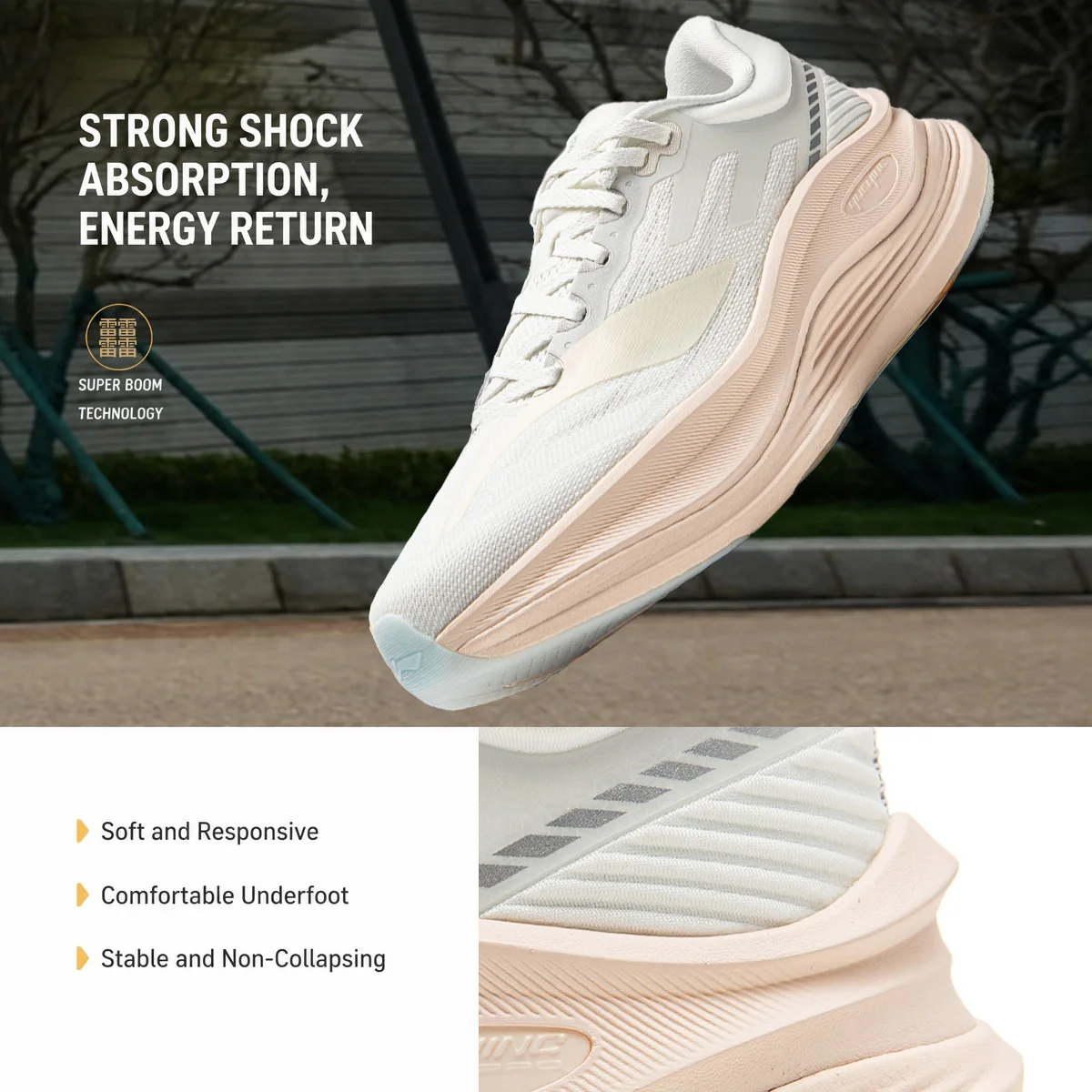 Li-Ning Women's YUEYING 5 PRO Optimized Cushion Running Shoes with Wide Toe Box SUPER BOOM LiNing Reflective Sneakers ARHW002