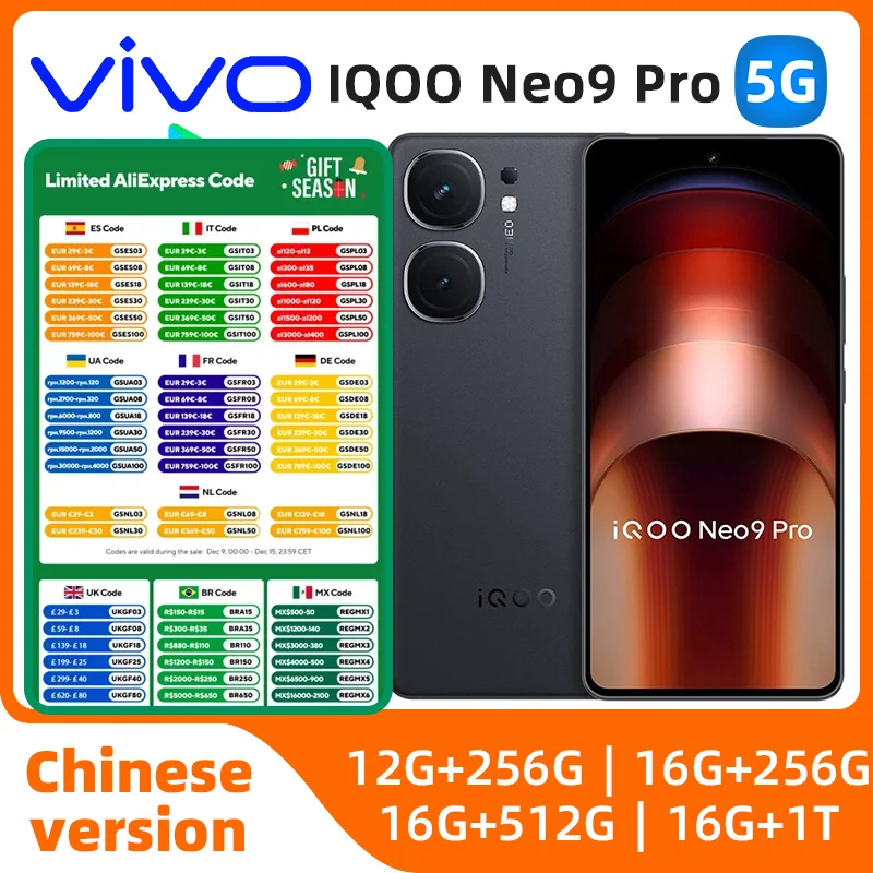 Iqoo Neo9 Pro 5G Smartphone Dimensity9300 6.78Inch 144Hz Scherm 50mp + 16Mp Camera 5160Mah 120W Lading Originele Android Gebruikte Telefoon