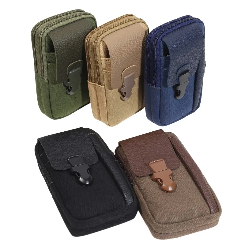 

Casual Male Zipper Men Waist Bags Small Solid Color Card Holder 4 Inch Phone Packs Belt Fanny Purse New