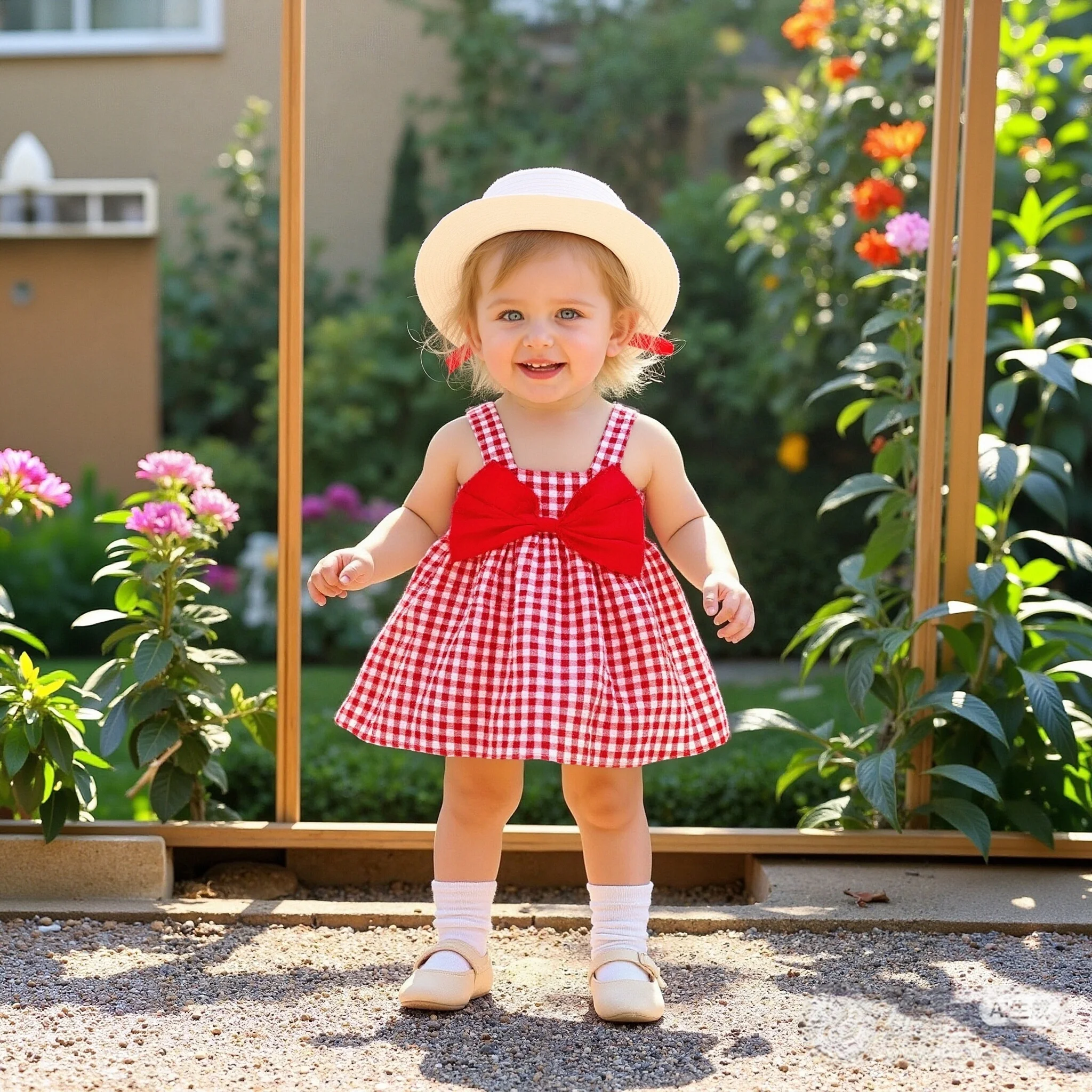 Baby Girl Dress Summer Cotton Bow Tie Checkered Strapless Girls Dresses Sweet Casual Beach Baby Girl Clothing With Hat