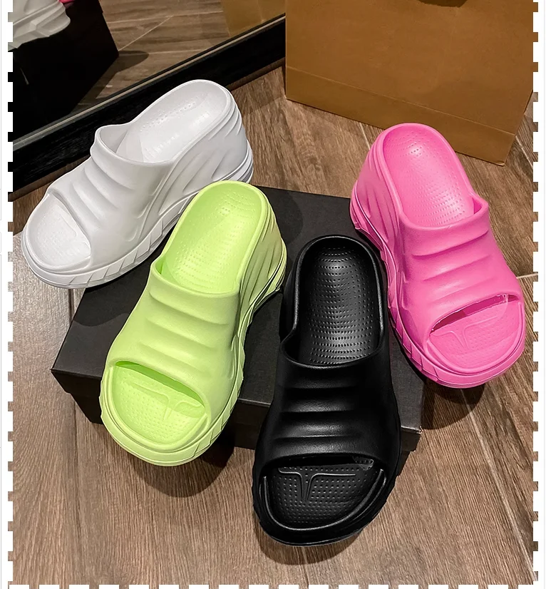 

Soft Platform Wedges Non-slip Elevating Slippers Women Summer High Heels Design Sandals Casual New Lady Shoes 2023 Luxury