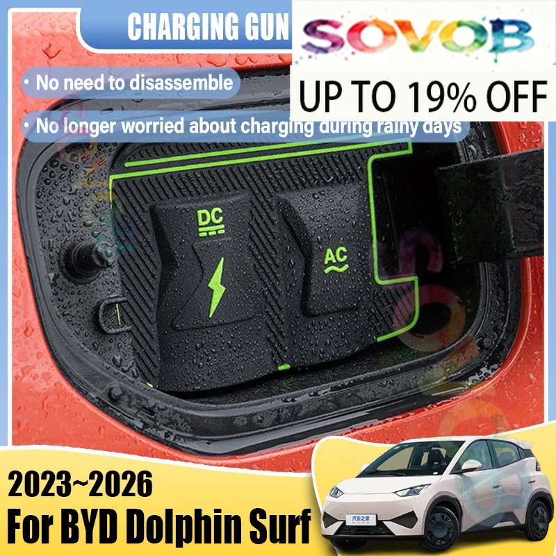 New Energy Car Charging Rain Cover For BYD Seagull Dolphin Surf Mini EQ Accessories 2023~2026 Charg Gun Waterproof Protect Cases